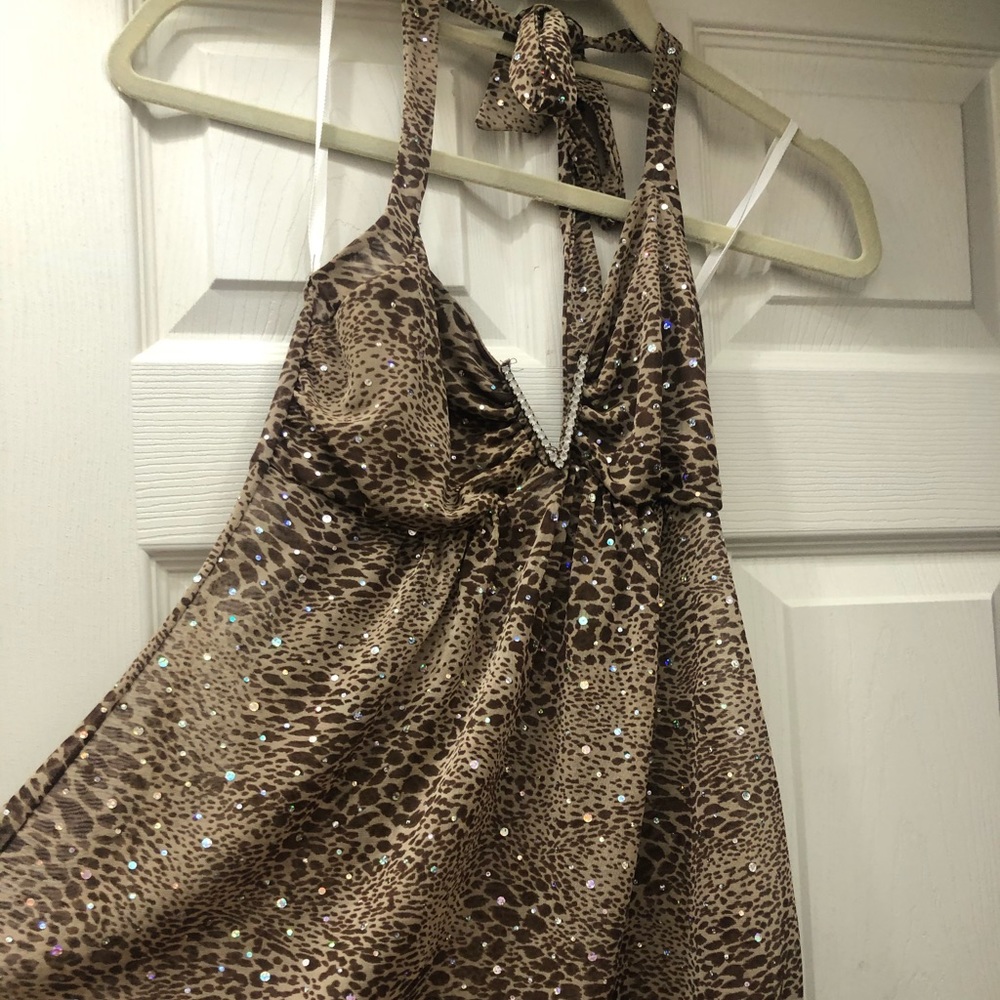 Brown Sparkle Halter Top
